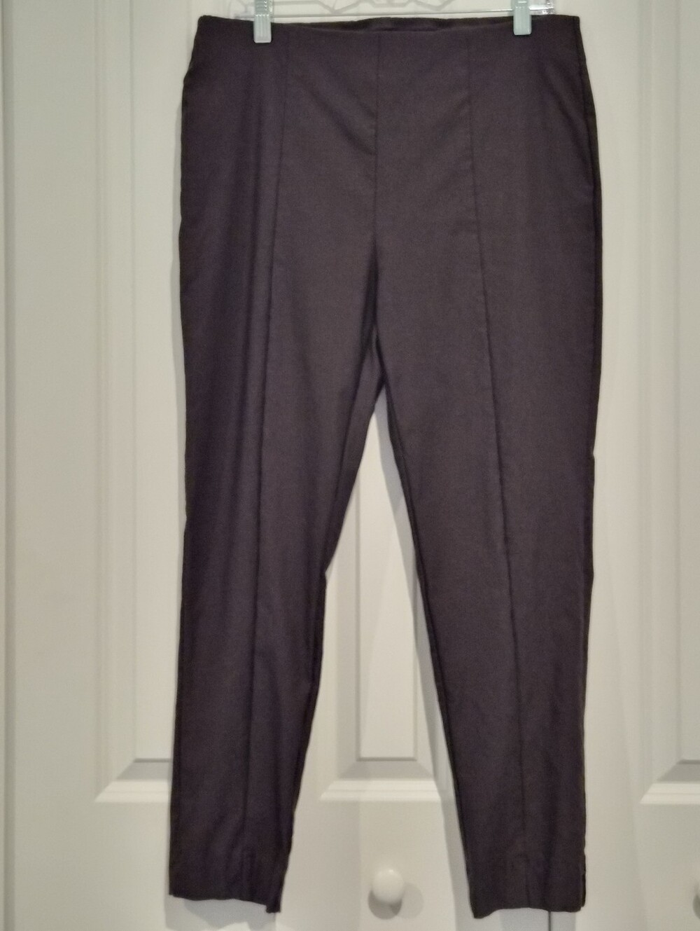 Chico's So Slimming Ponte Ankle Pants 1.5 Dark Brown Stretch Seamed Front US 10